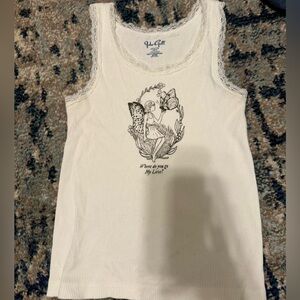 white brandy melville tank with brown fairy graphic